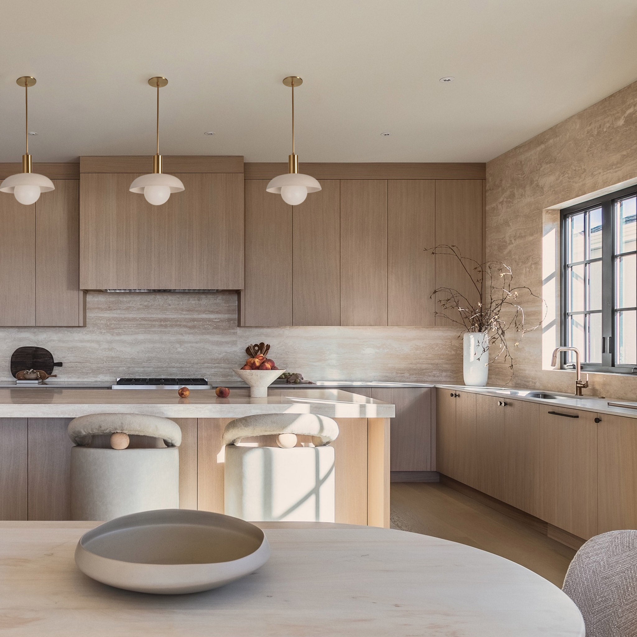 Terra Lexi Large Pendant in Heirloom Brass. Interior Design by Tomlenovich