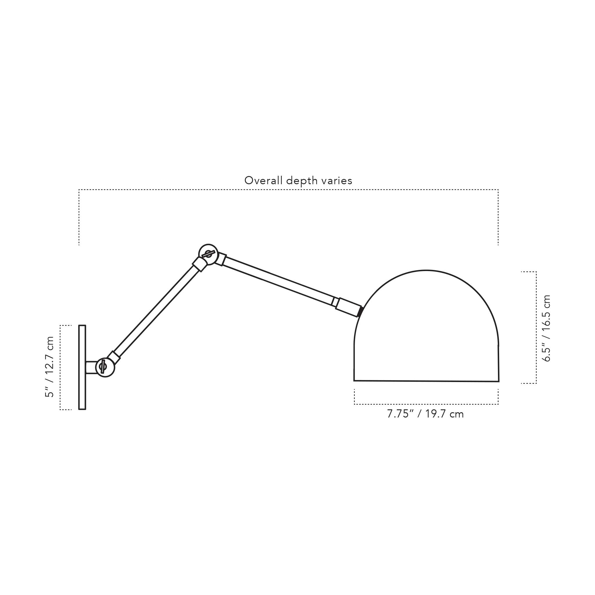 A Technical Drawing Of The Amélie Double Articulated With 8" Globe