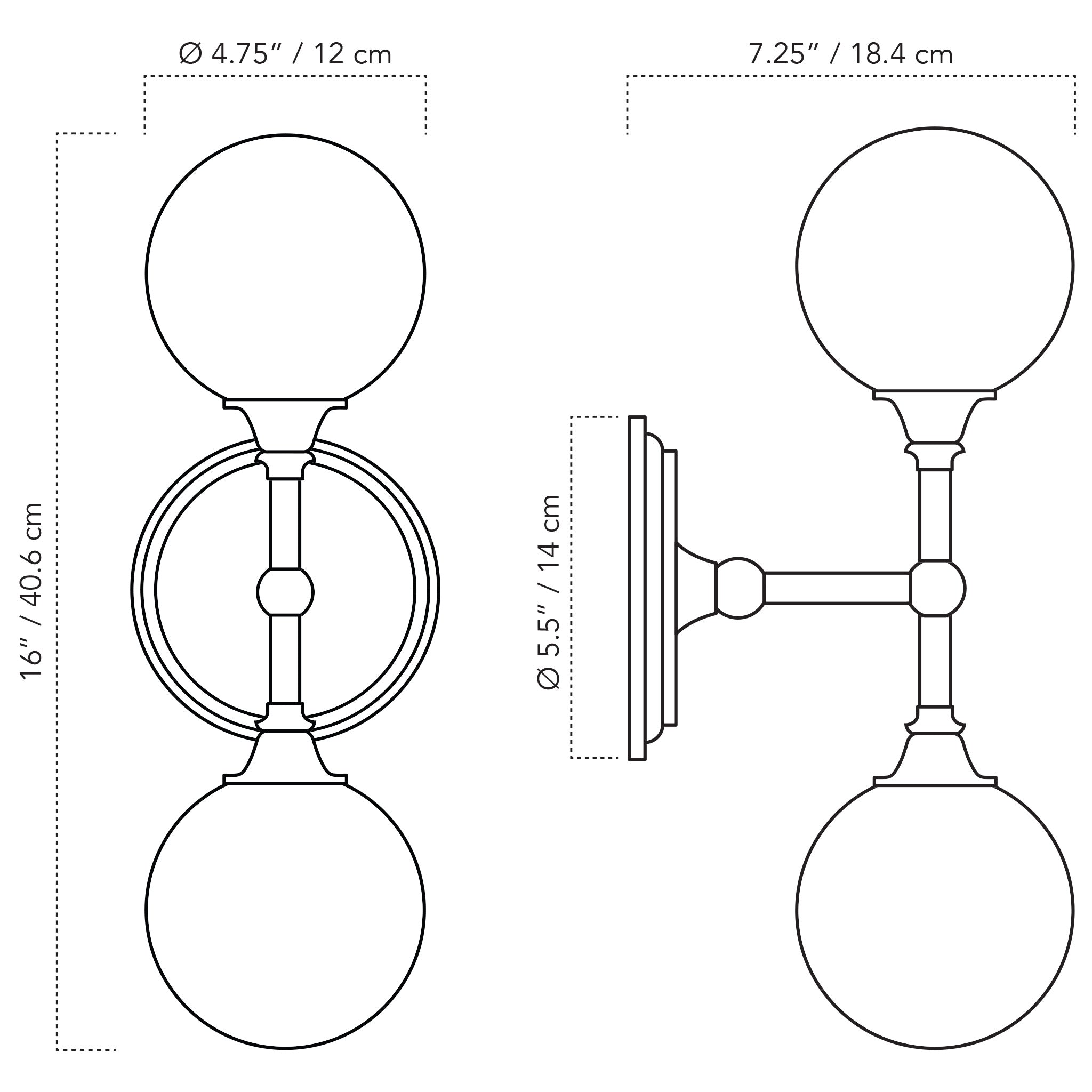 A Technical Drawing Of The Bijou Double Wall Sconce