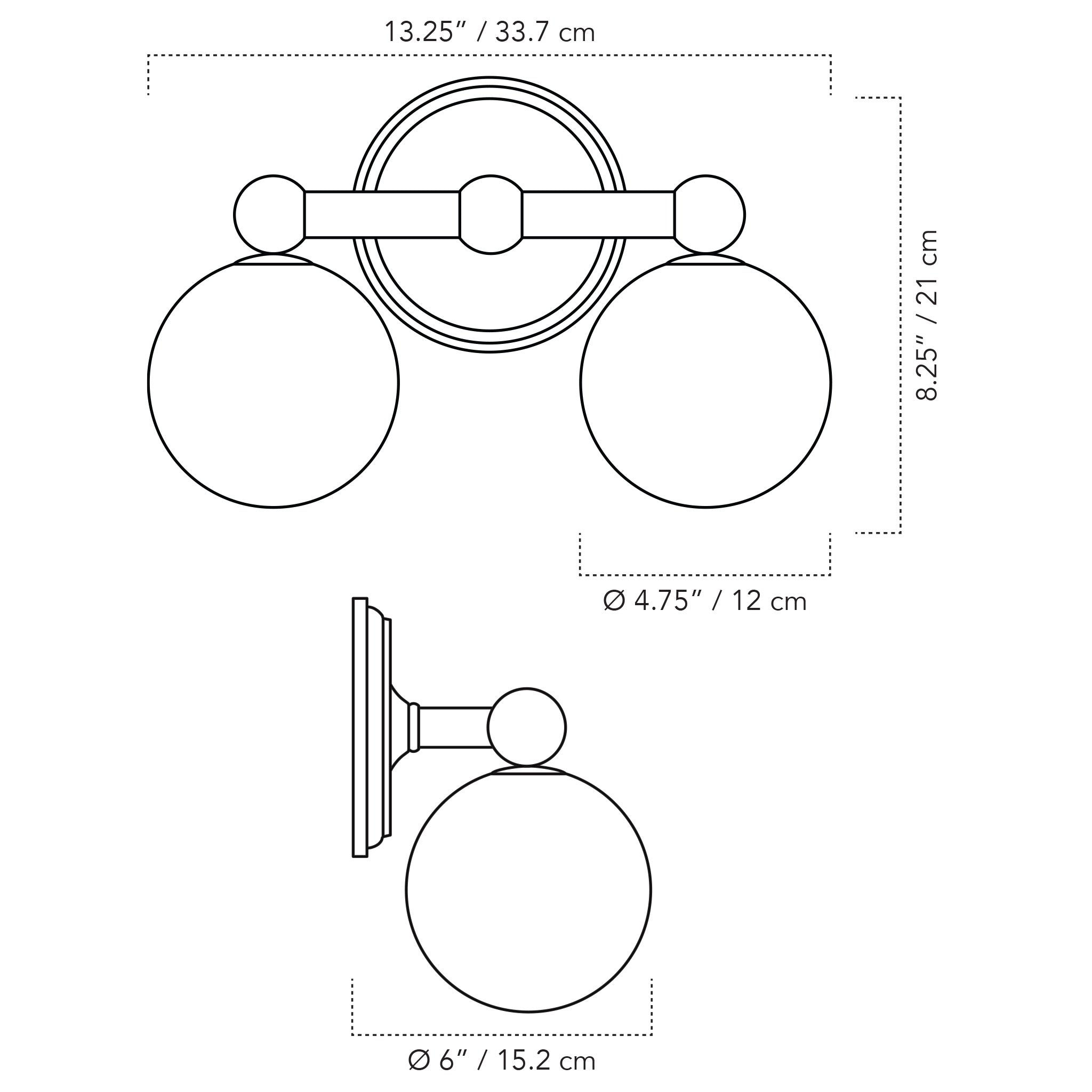 A Technical Drawing Of The Eleanor Double Wall Sconce