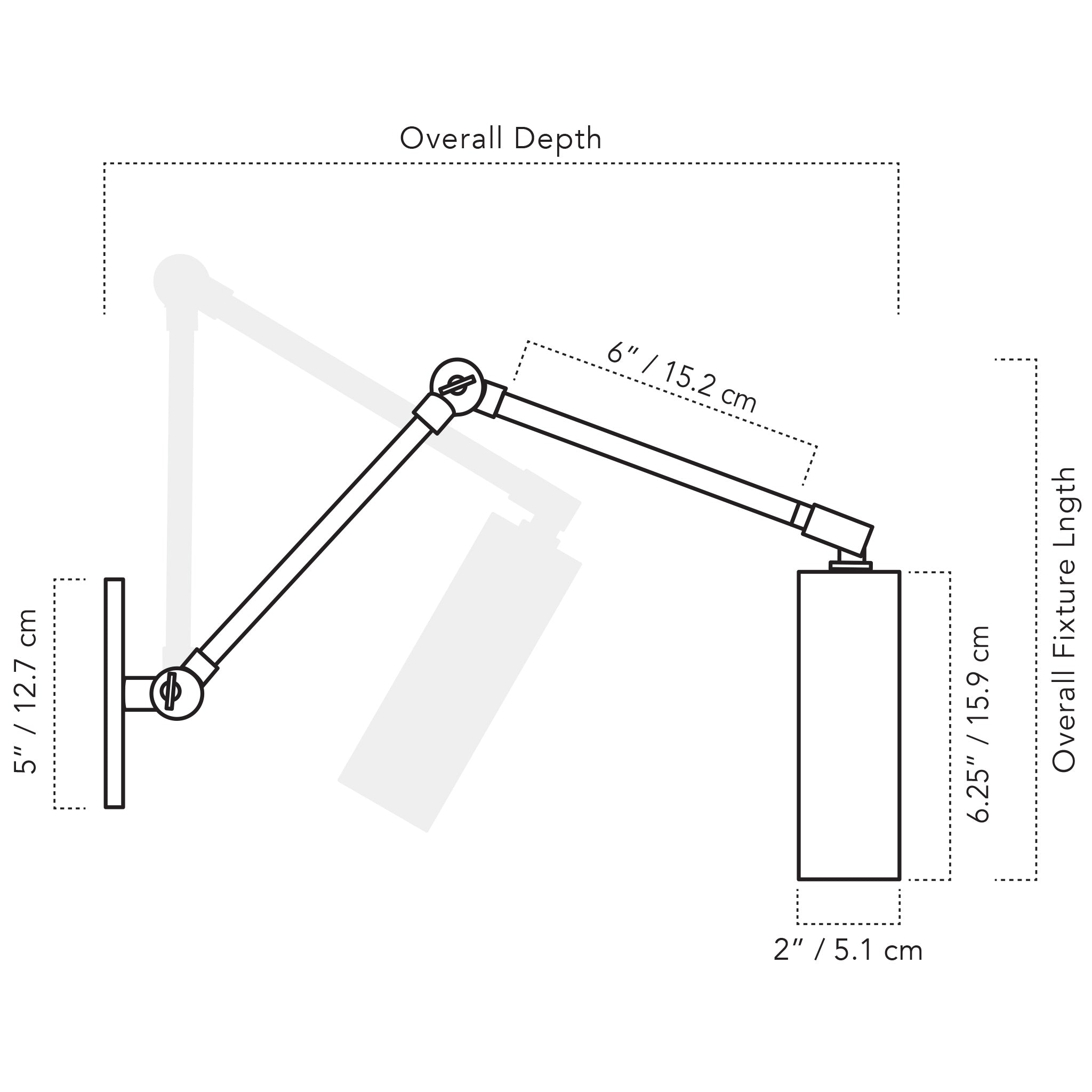A Technical Drawing Of The Fjord Spot Double Articulated Wall Lights