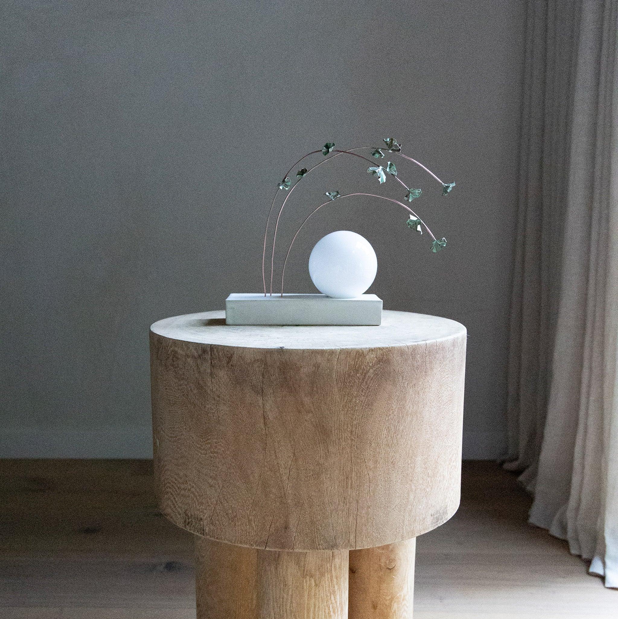 Ikebana Table Lamp shown in Verdigris flower finish