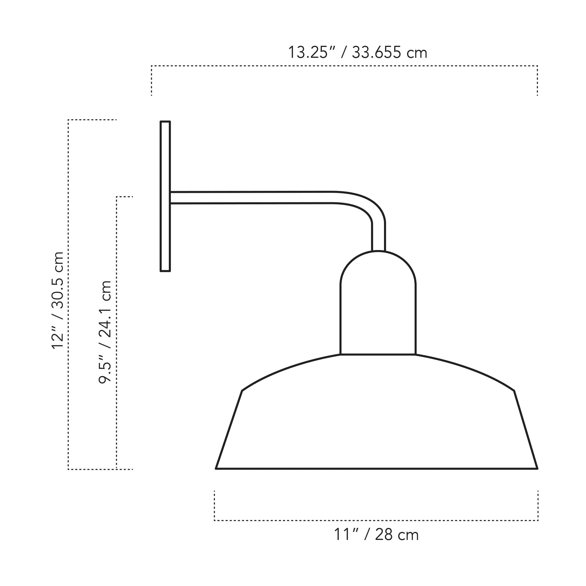 A Technical Drawing Of The Meadowlark With 11" Luxe Sconce