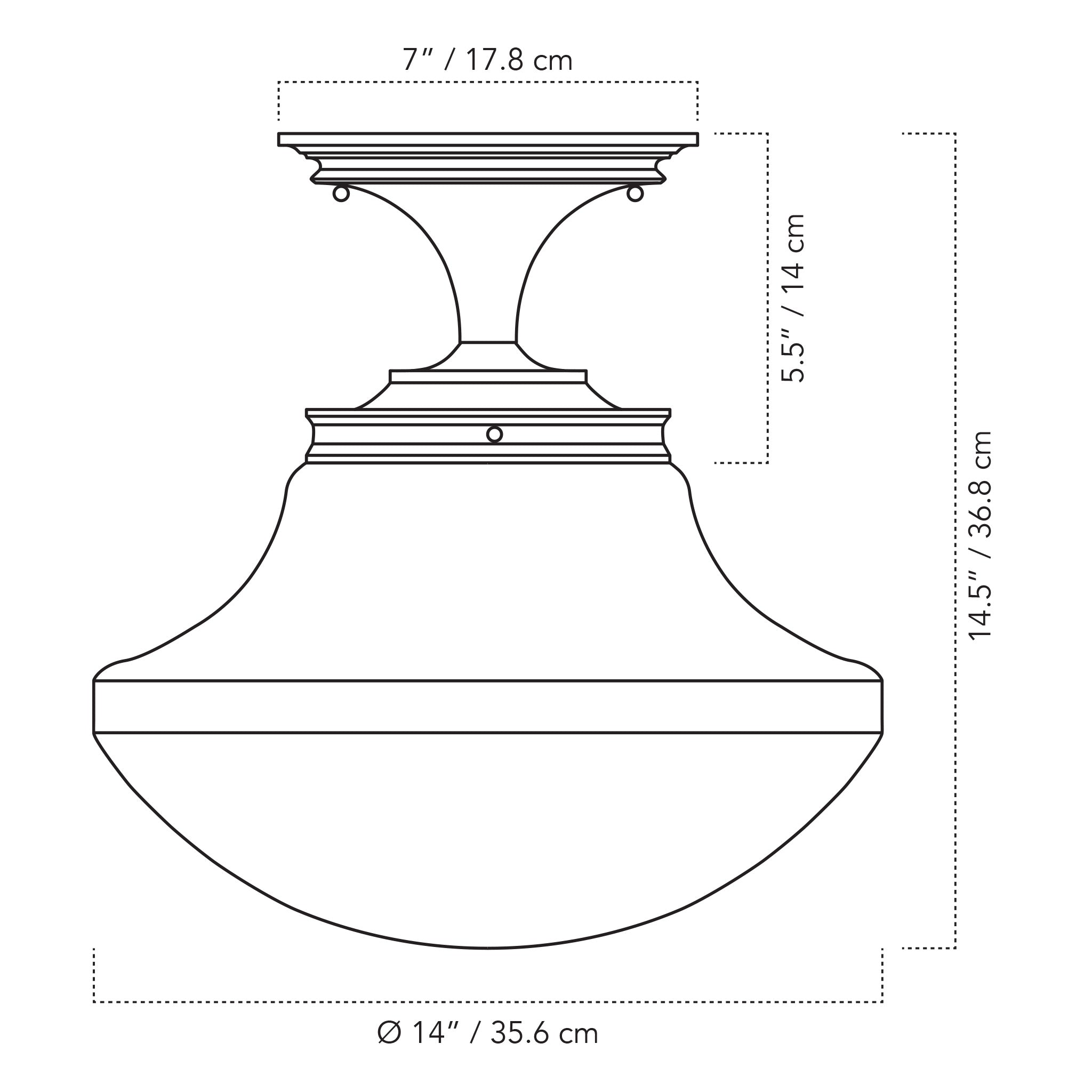 A Technical Drawing Of The Sorbonne Surface With 14" Tulip Shade