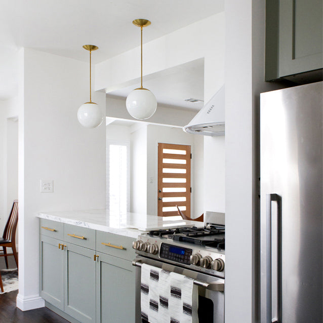 Alto Rod 10" Opal shown in Brass. Interior Design by Sarah Sherman Samuel for Smitten Studio