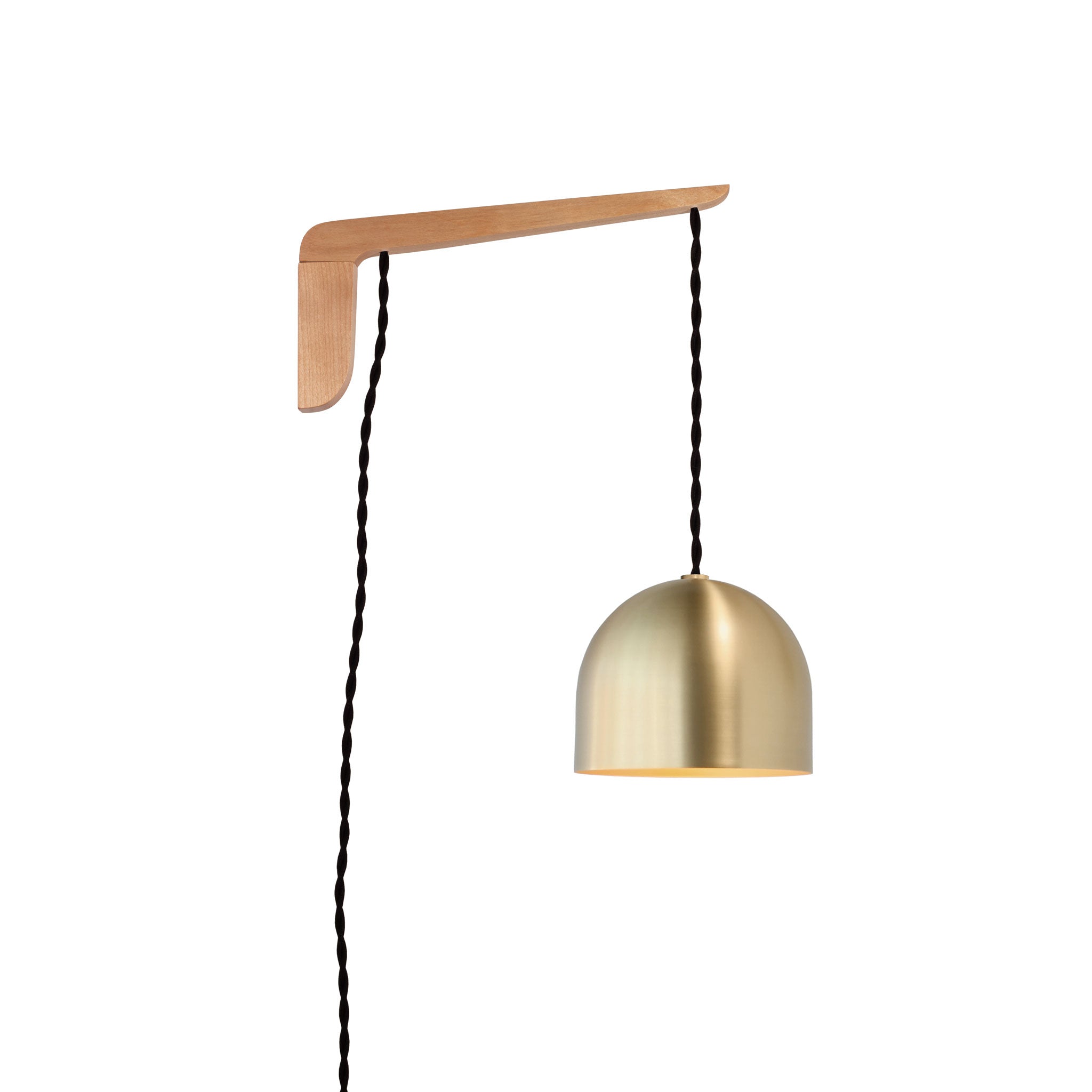 Swing Arm Amélie 6" shown in Maple with Black twisted cord and Brass metal finish