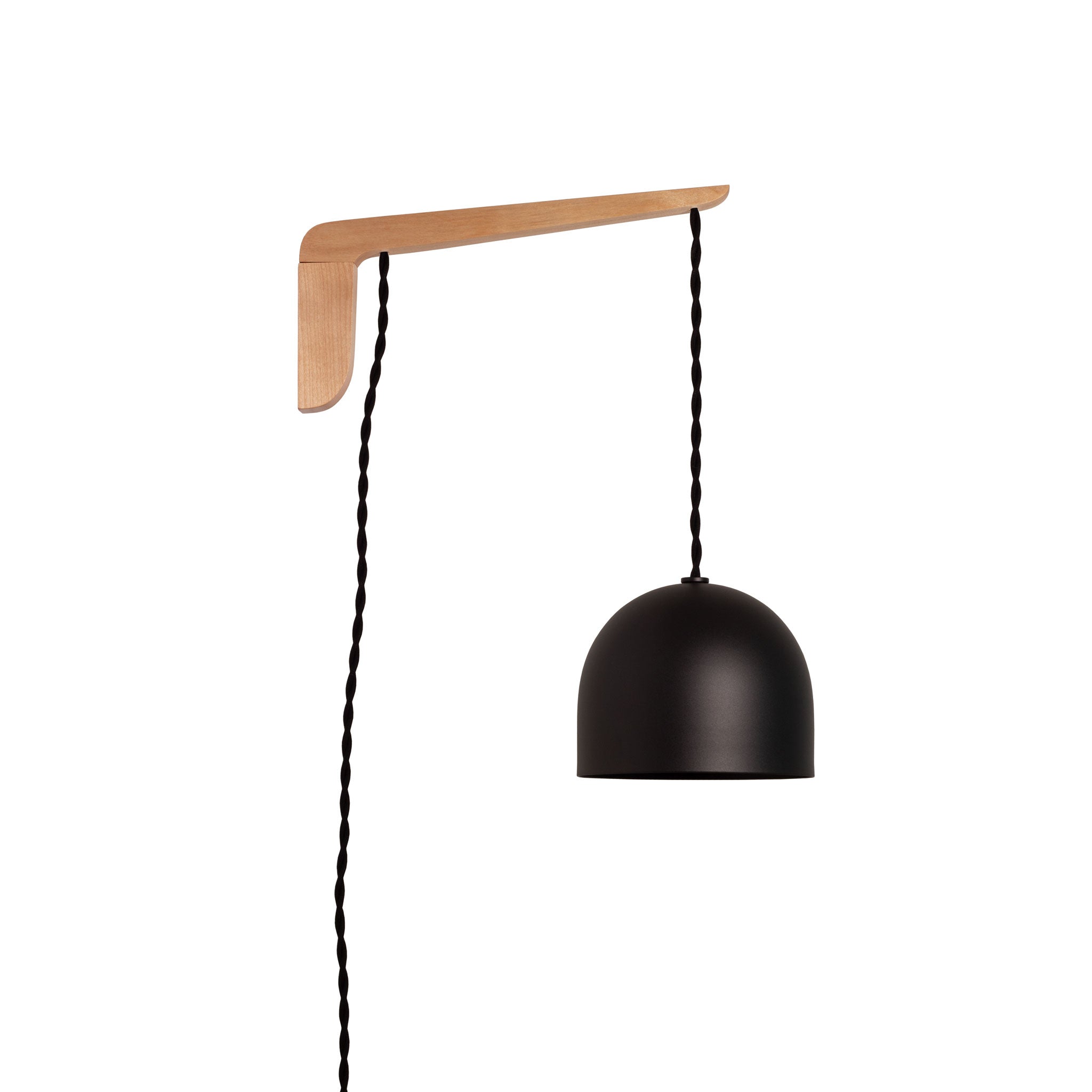 Swing Arm Amélie 6" shown in Maple with Black twisted cord and Matte Black metal finish
