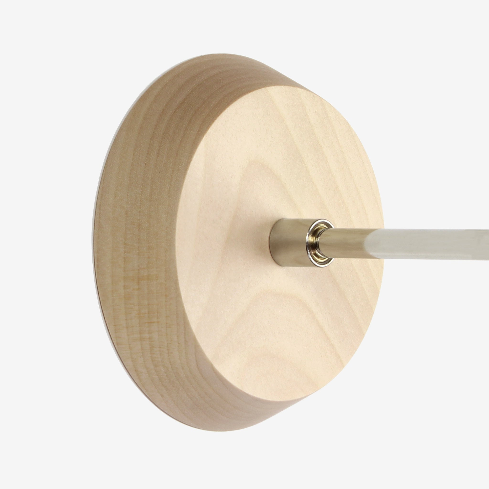 Mounting canopy shown in Maple with a White Arm with Polished Nickel