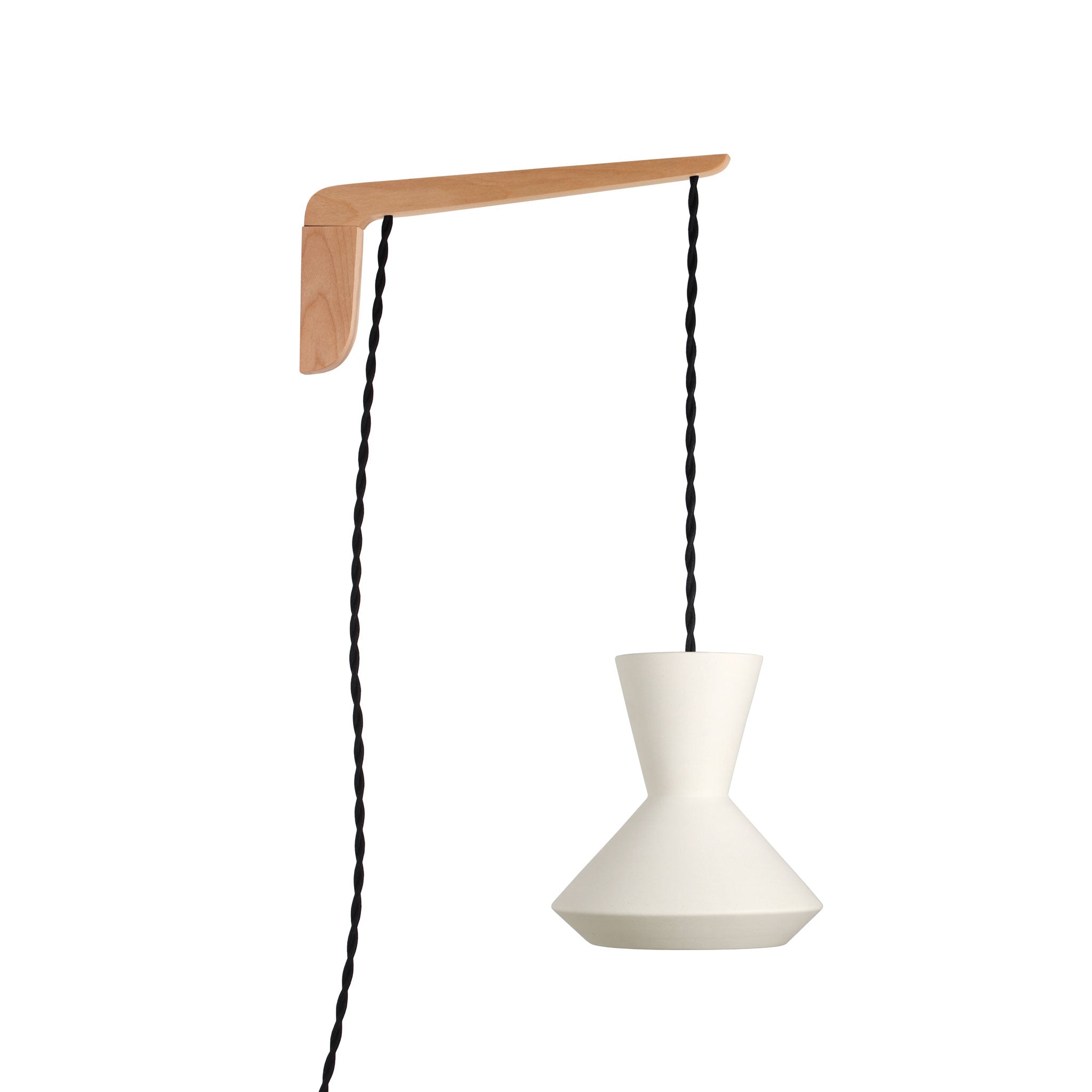 Bobbie Swing shown in Natural White Glaze with Maple wood and Black Twist cord