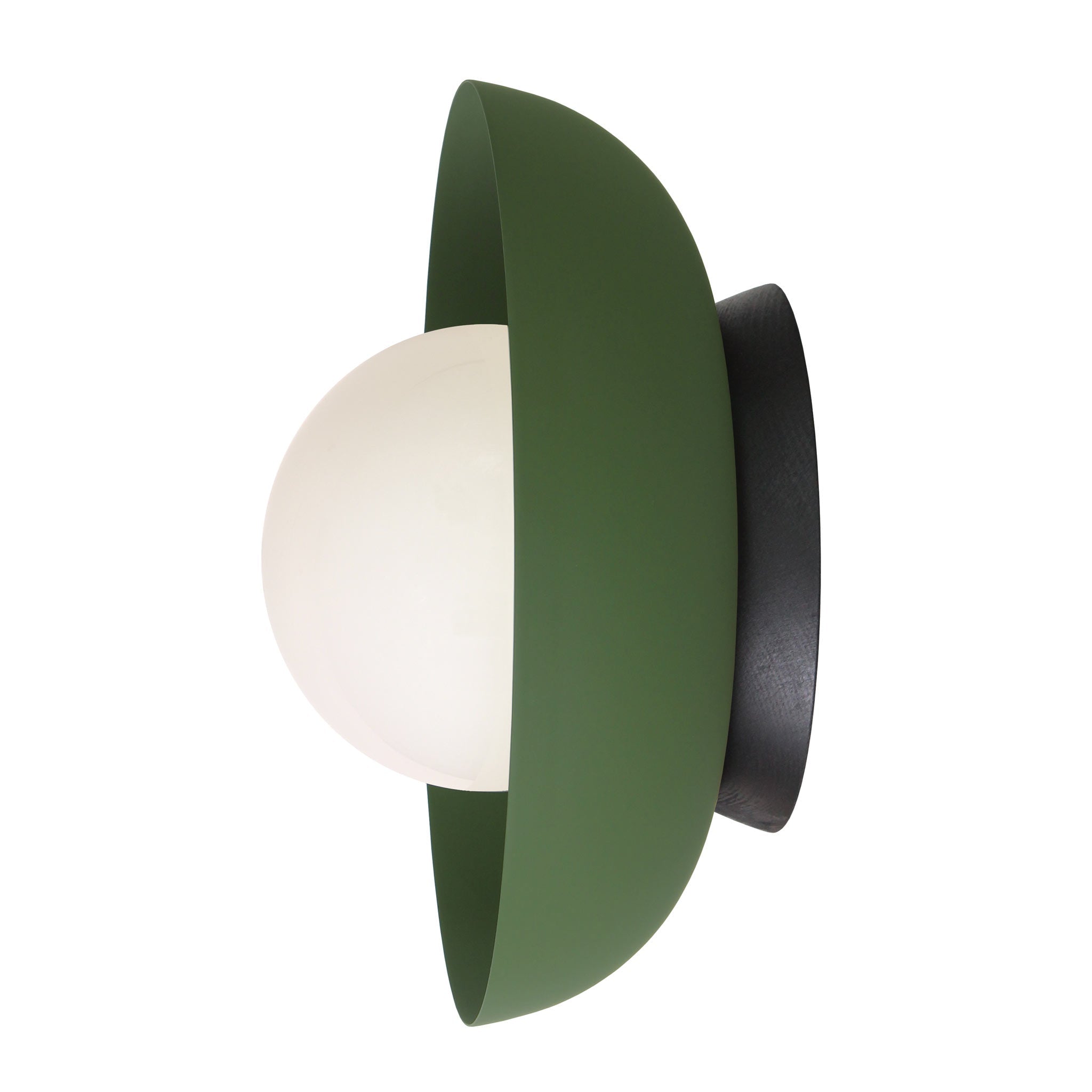 Lexi Large 6” shown with a Solid shade in Secret Garden Green and Black Stained wood finish canopy