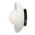 Lexi Large 6” shown with a Solid shade in White and Black Stained wood finish canopy