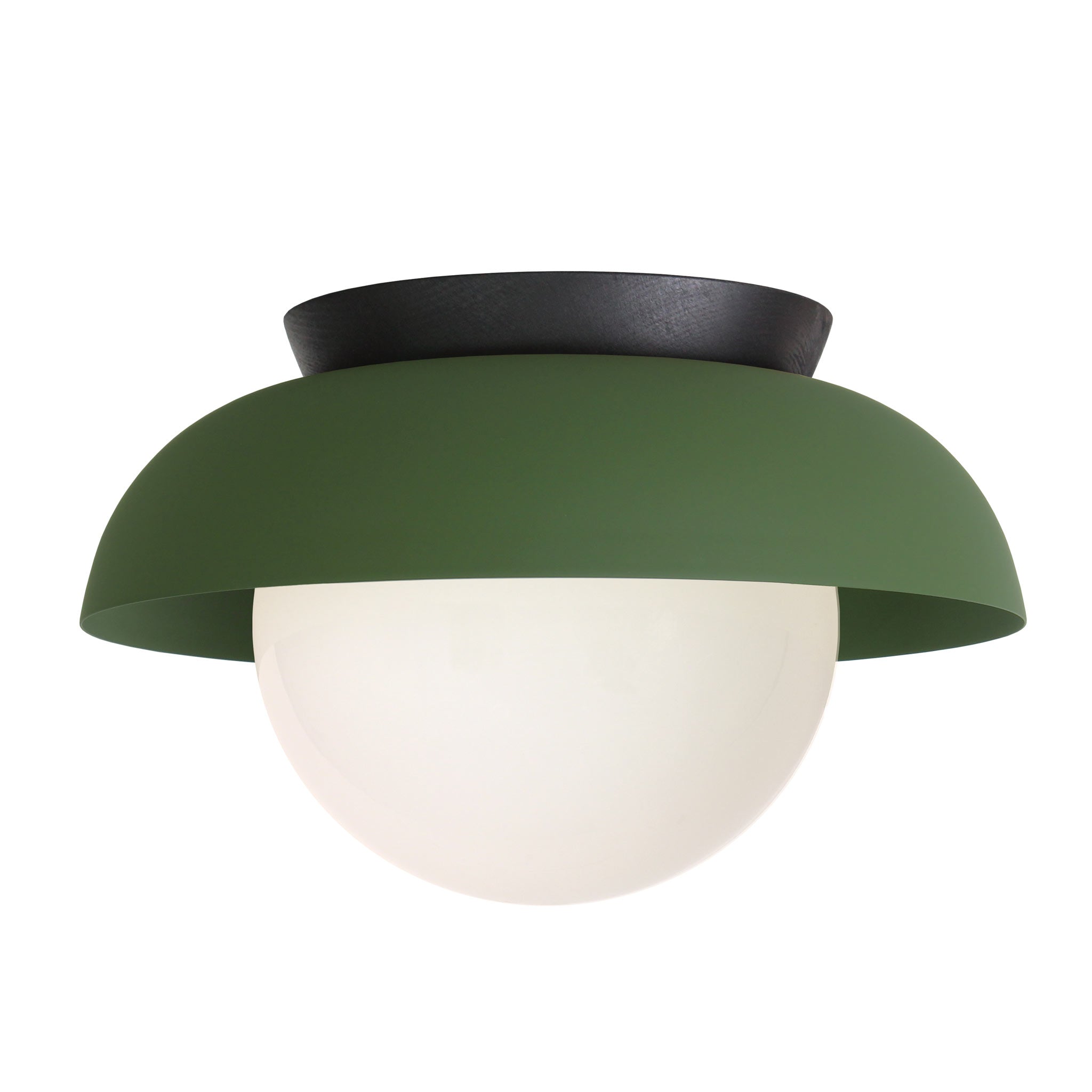 Lexi Large 8” shown with a Solid shade in Persimmon and Black Stained wood canopy