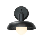 Sally Sconce with Wood Canopy shown in Matte Black with Matte Black fixture finish and Black Stained wood canopy