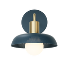 Sally Sconce shown with a Perforated shade in Ocean Blue and Brass fixture finish