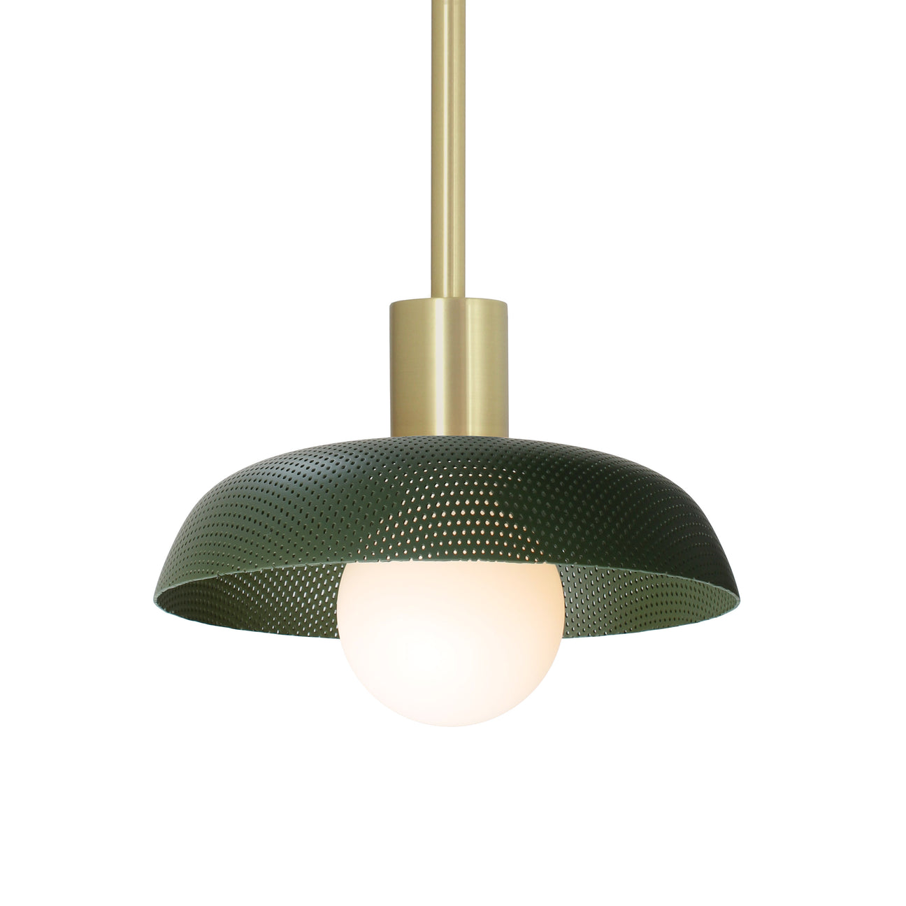 Sally Pendant shown in Secret Garden Green shade and Brass accents