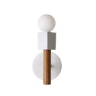 Seneca Sconce shown with a Swift pattern Brownstone White ceramic canopy and Walnut