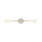 Venus Long with Ceramic Canopy shown in White with Brass with Sunflower canopy pattern in Brownstone White