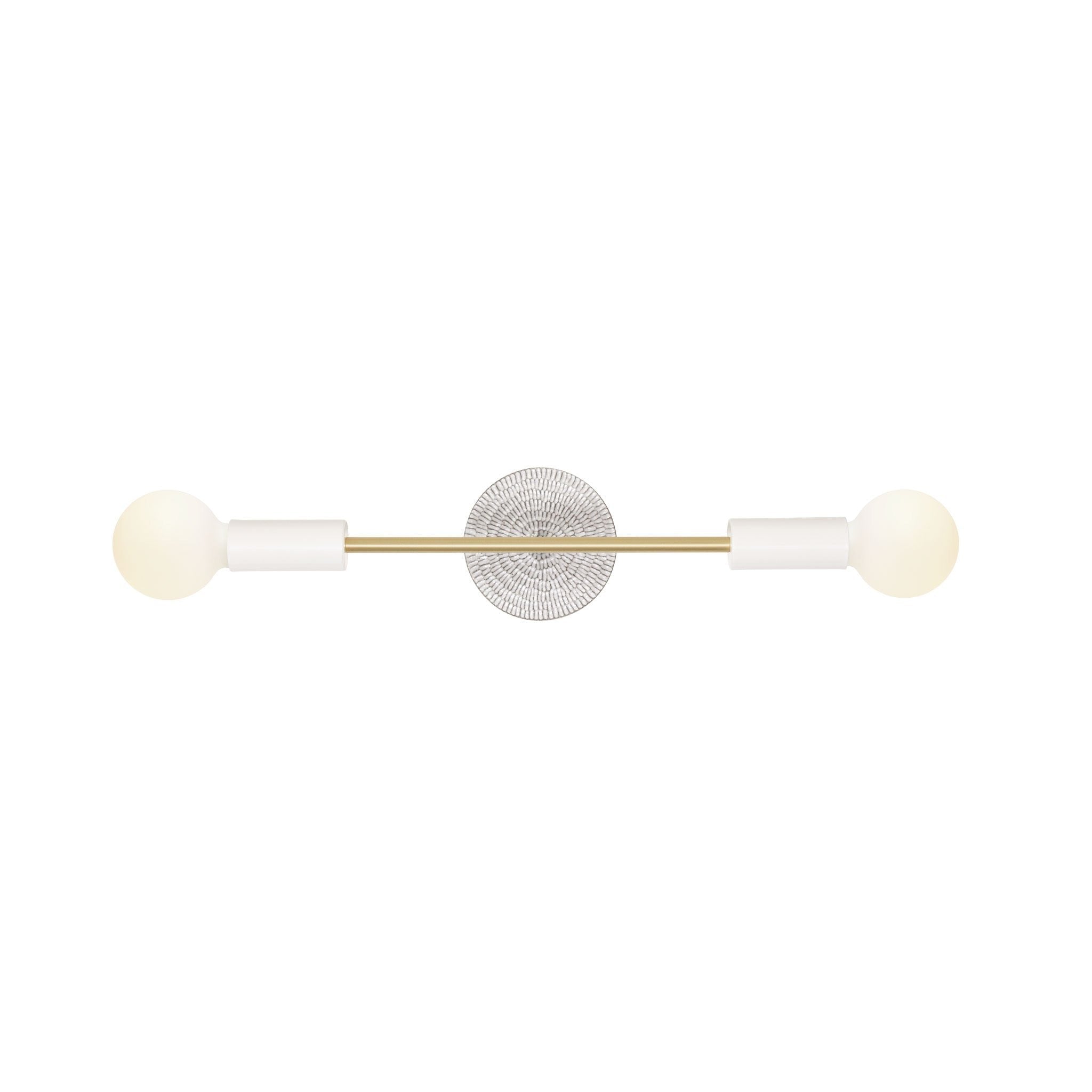 Venus Long with Ceramic Canopy shown in White with Brass with Sunflower canopy pattern in Brownstone White