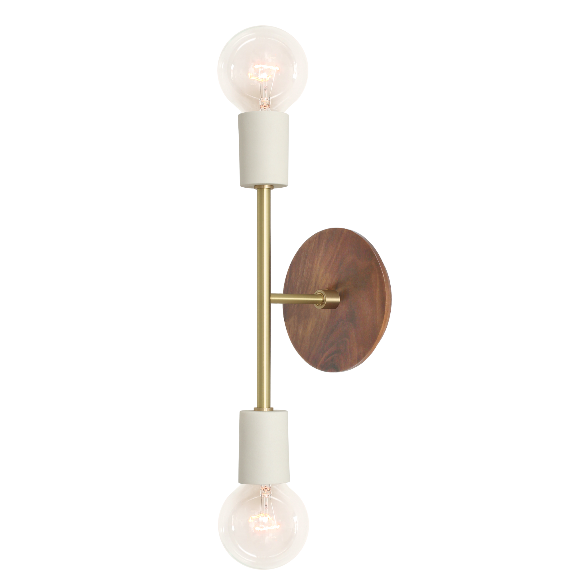 Verona shown in Bone ceramic finish with Brass metal with Walnut canopy
