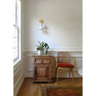 Bobbie Sconce shown in Natural White Glaze with Brass Metal and Maple Canopy