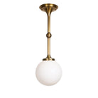 Cedar and Moss - Sorbonne Pendant with 10" Globe shown in Heirloom Brass at 28" Overall Length