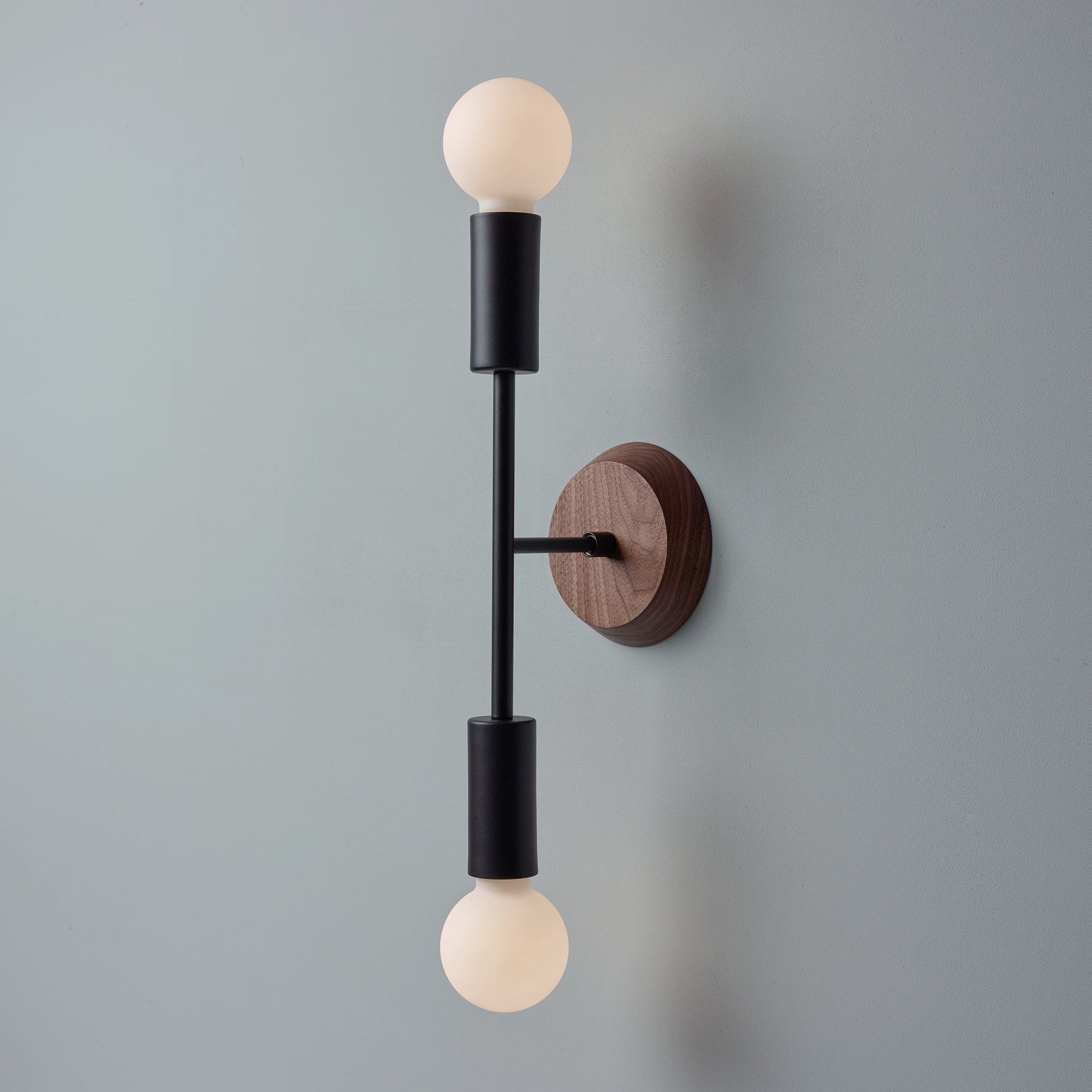 Venus with Wood Canopy shown in Matte Black with Walnut