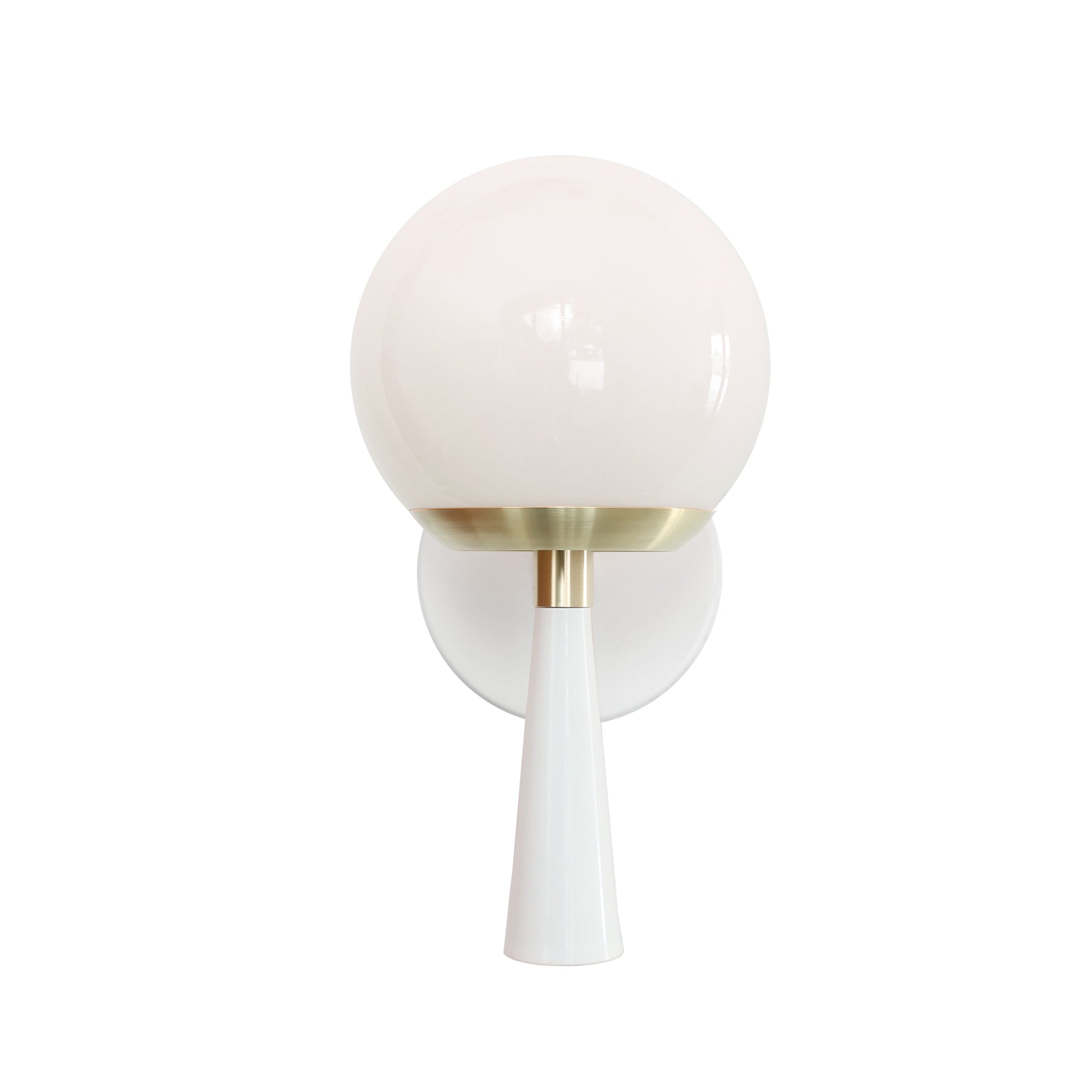 Audrey 6" shown in White with Brass with an Opal 6" globe