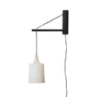 Tumwater 14" Wood Arm Sconce shown in Black Stained wood and a Black Plug-in Cord.